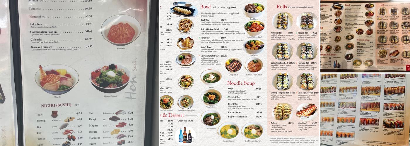 Hon Sushi Menu