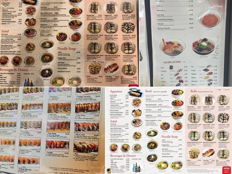 Hon Sushi Menu