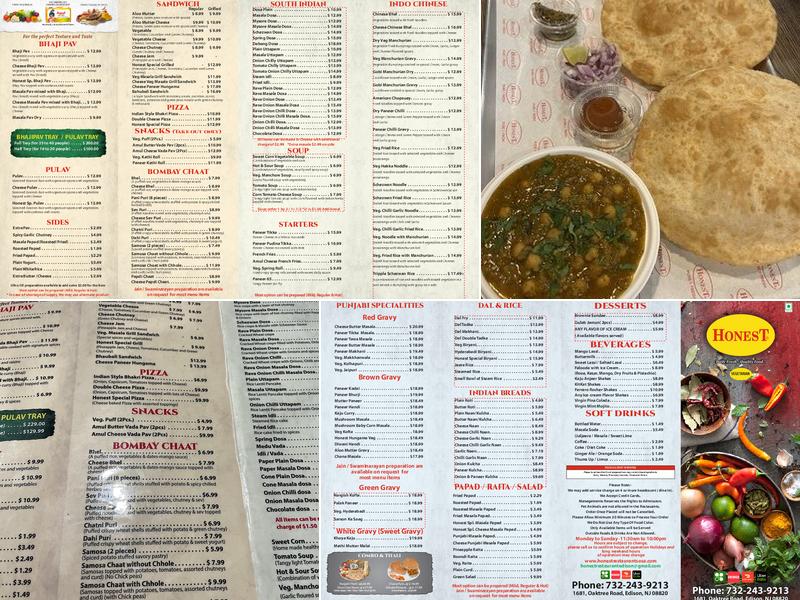 Honest Restaurant Edison Menu