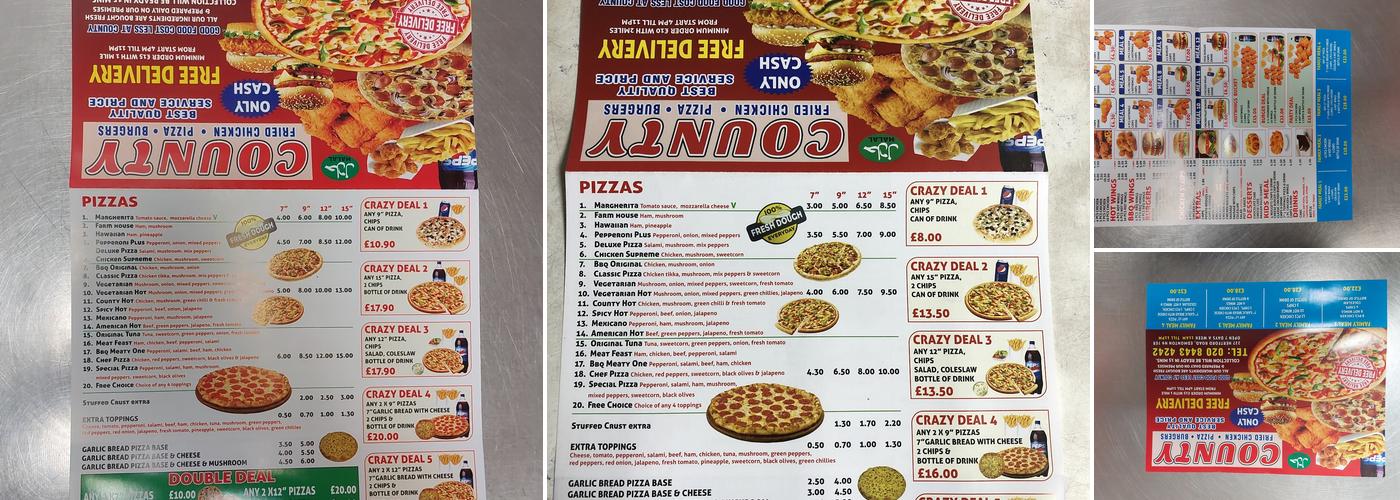 County Fried Chicken & pizza & Burgers Menu