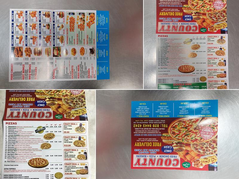 County Fried Chicken & pizza & Burgers Menu