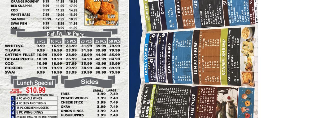 Hook Fresh Fish & Chicken Menu