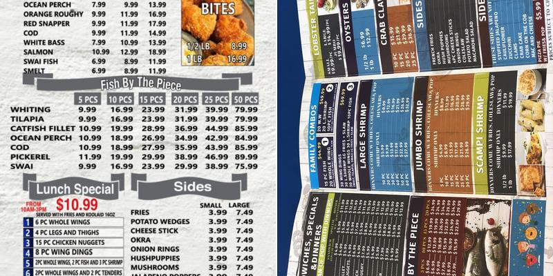 Hook Fresh Fish & Chicken Menu