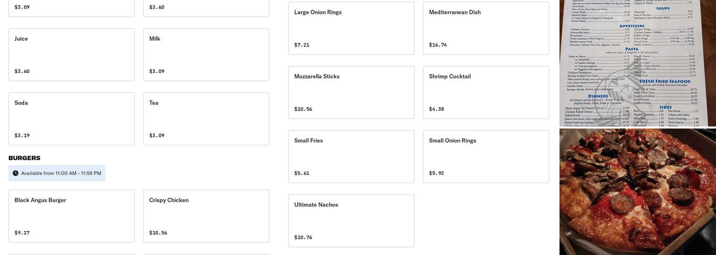 Hope Street Pizza and Family Restaurant Menu