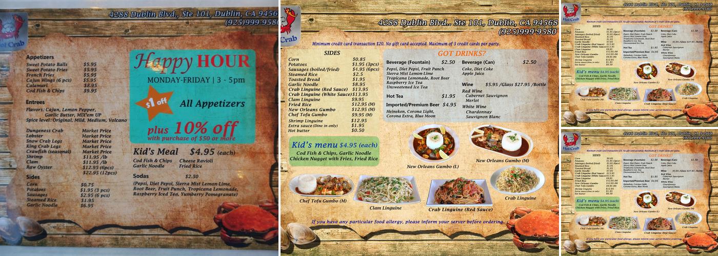 Hot Crab Menu
