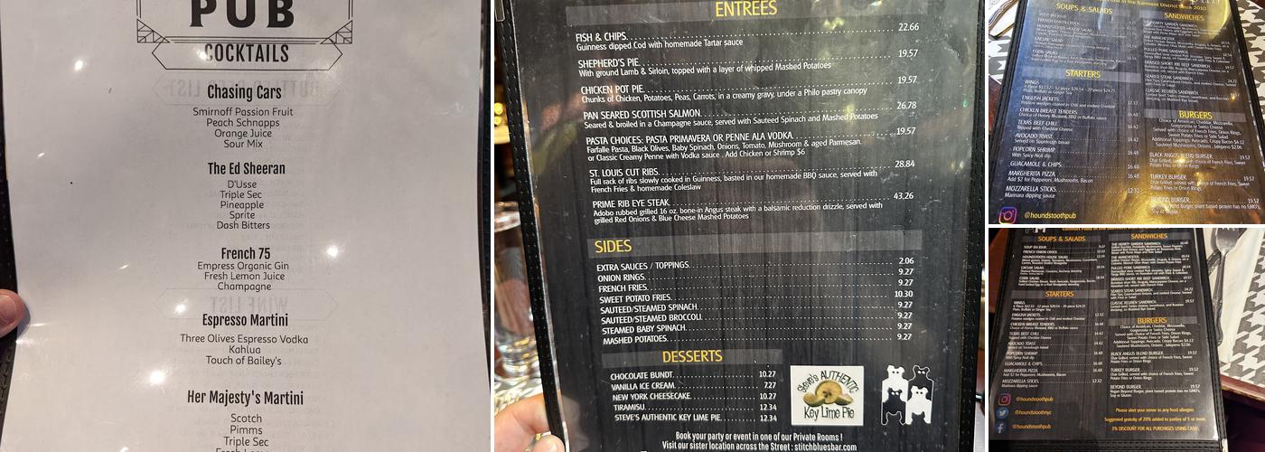 The Houndstooth Pub Menu