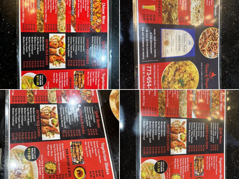House of Biryani Menu