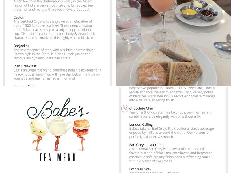 Babe's Tea Room Menu