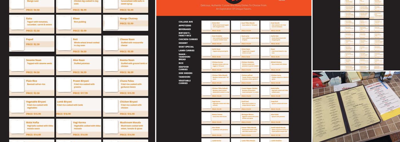 House of Curries Menu