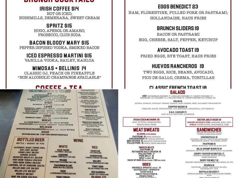Hudson Hall Menu