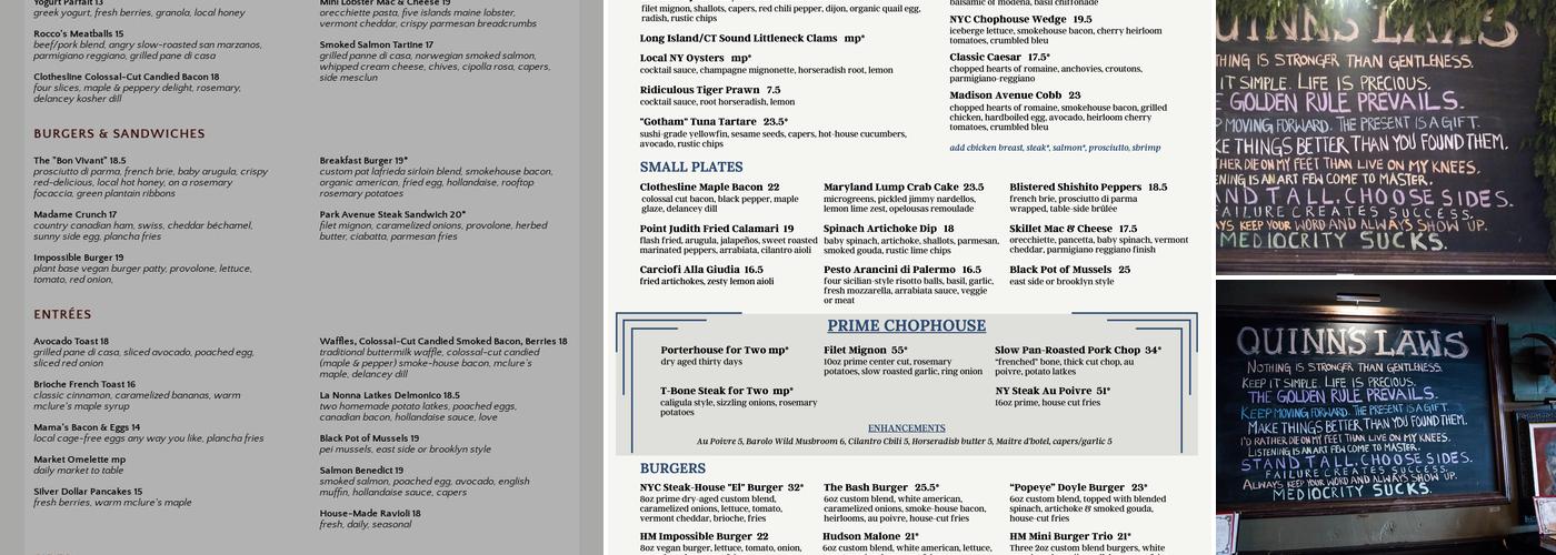 Hudson Malone: A New York Joint Menu