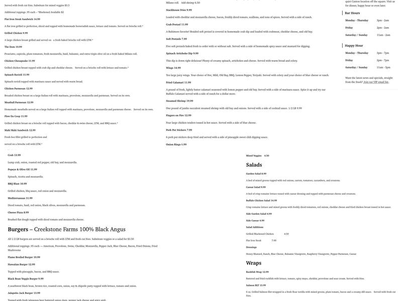 Hudson Street Stack House Menu