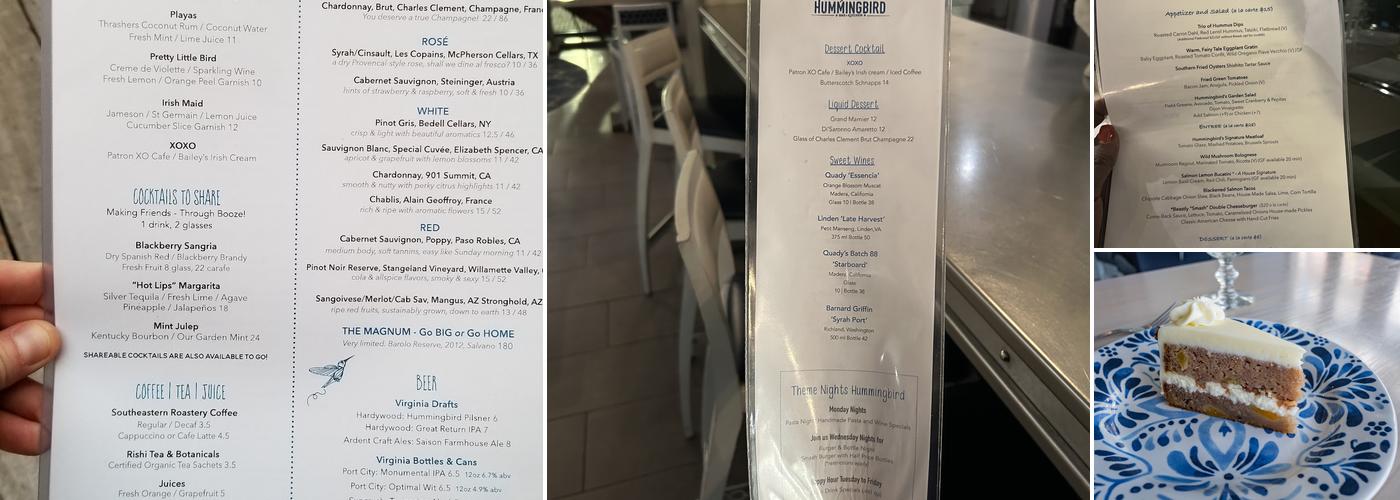 Hummingbird Bar and Kitchen Menu