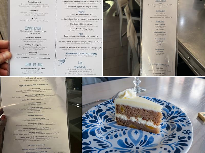 Hummingbird Bar and Kitchen Menu