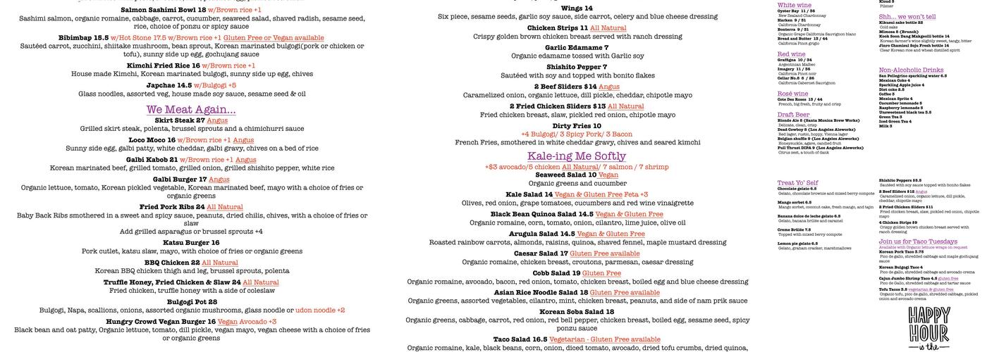 Hungry Crowd Menu