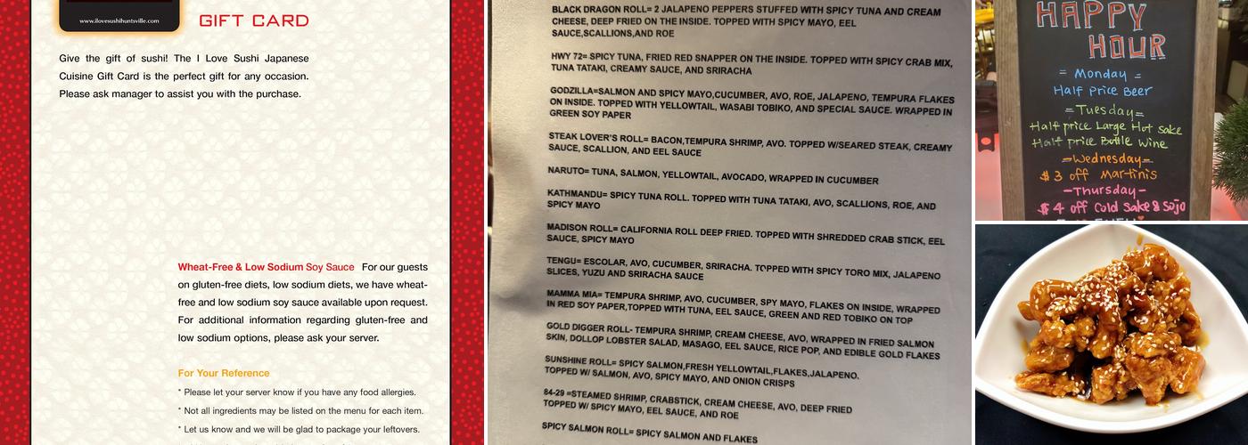 I Love Sushi Japanese Cuisine Menu