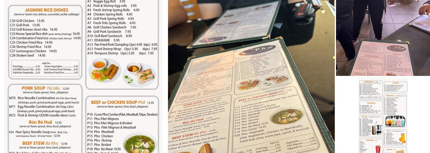 I Luv Pho Menu