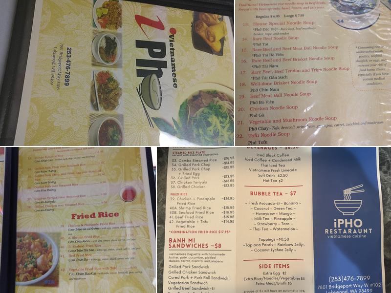 I Pho Menu
