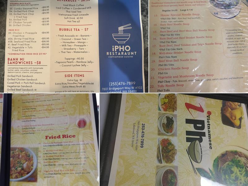 I Pho Menu