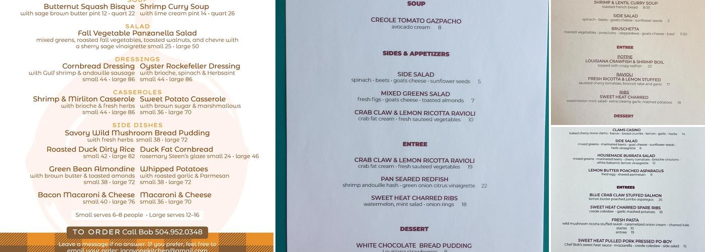 Iacovone Kitchen Menu