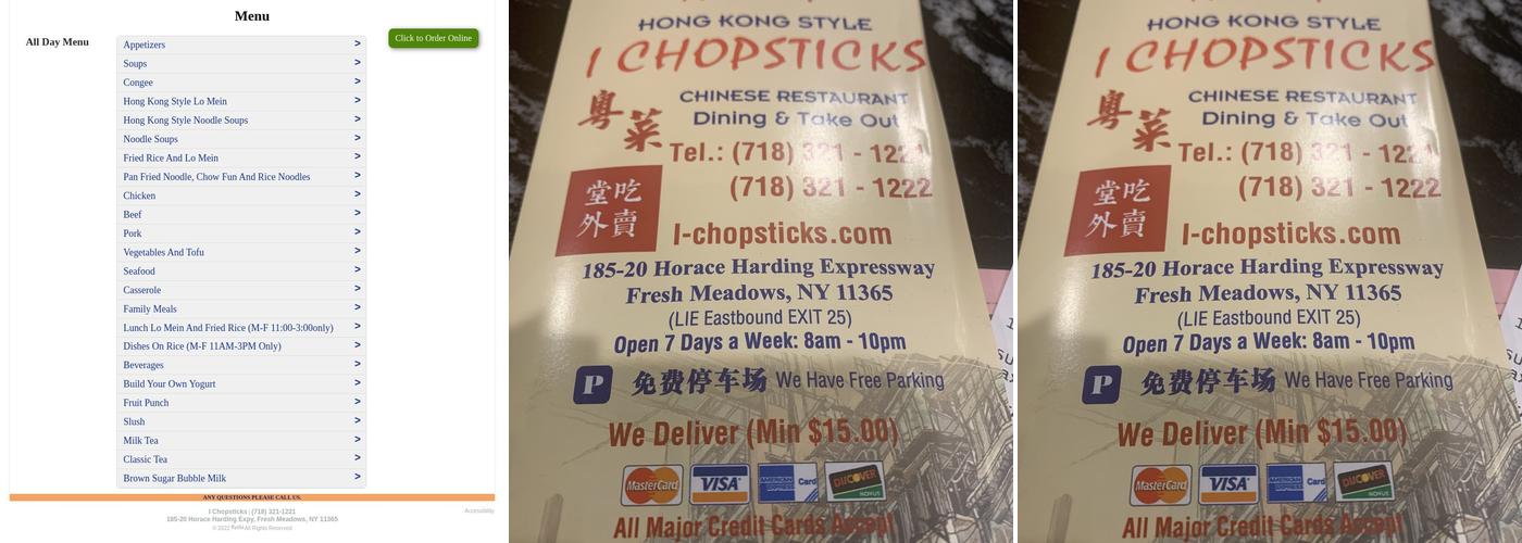 I Chopsticks Menu