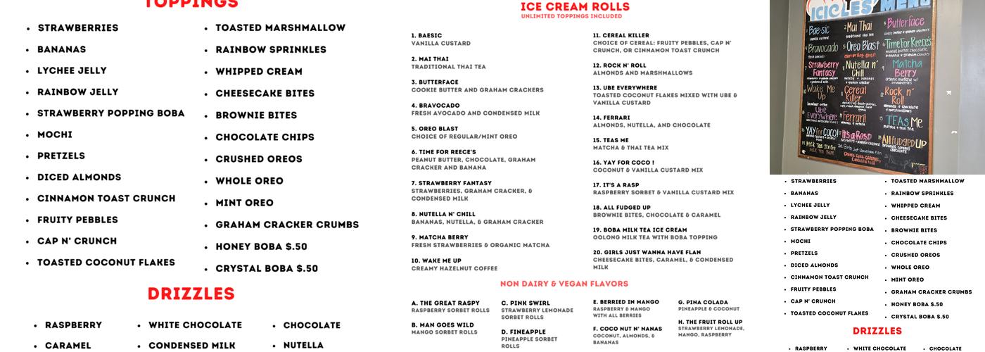 Icicles Menu
