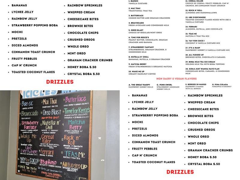 Icicles Menu