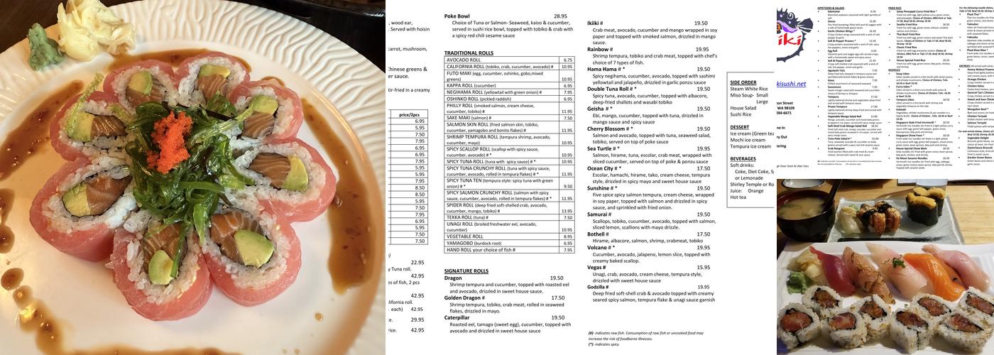 Ikiiki Sushi Bar Japanese & Chinese Cuisine Menu