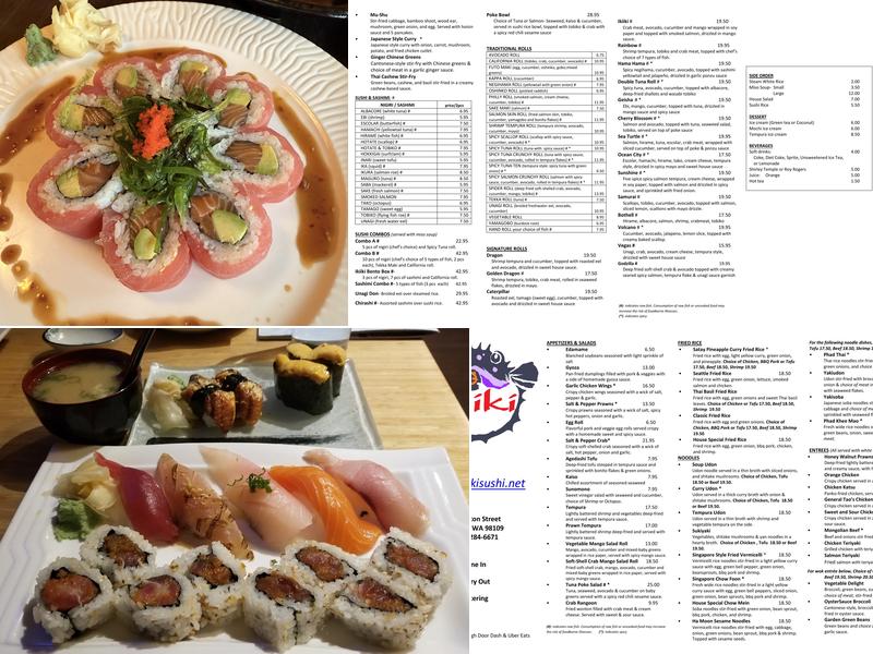 Ikiiki Sushi Bar Japanese & Chinese Cuisine Menu