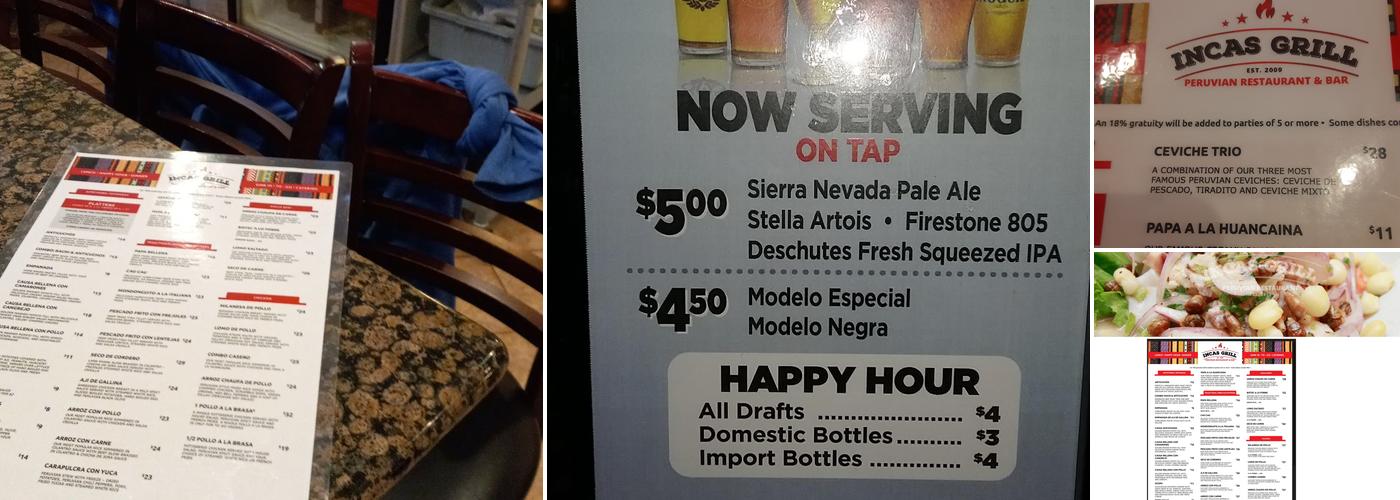 Incas Grill Peruvian Restaurant & Bar Menu