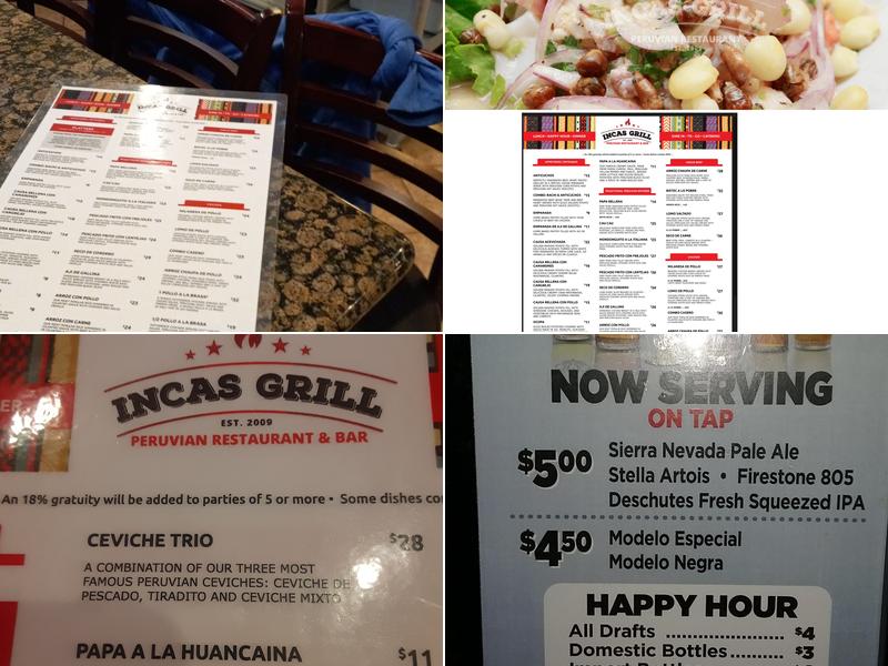 Incas Grill Peruvian Restaurant & Bar Menu