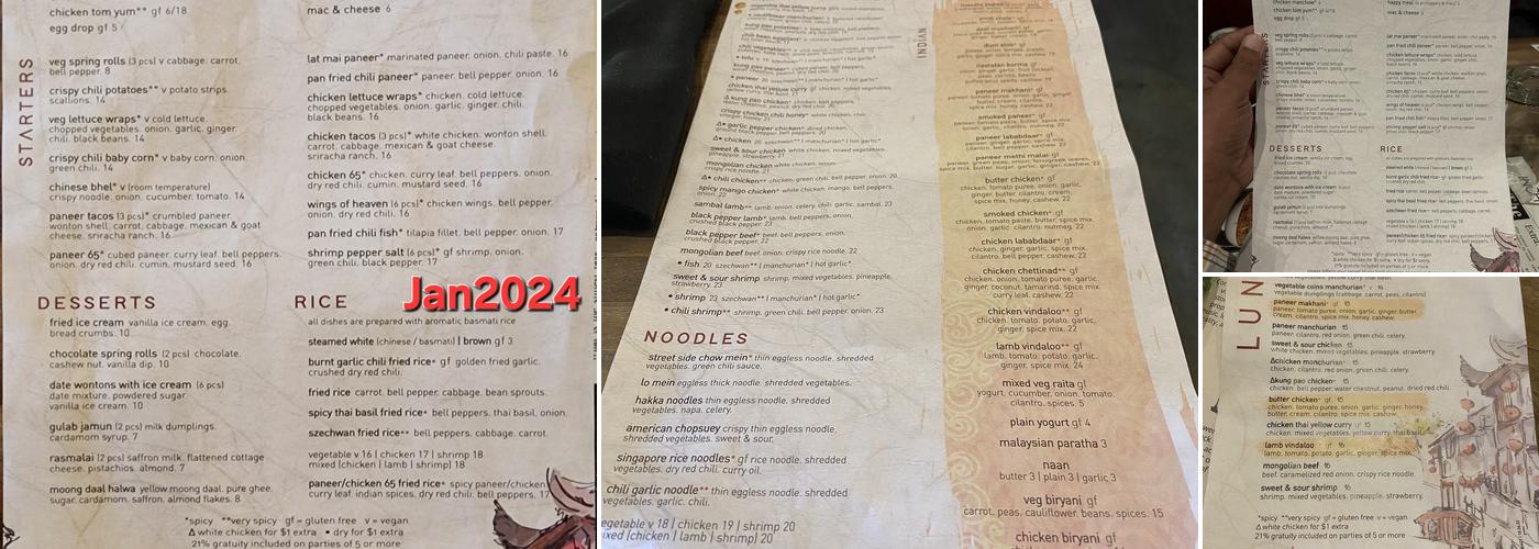 Inchin's Bamboo Garden Menu