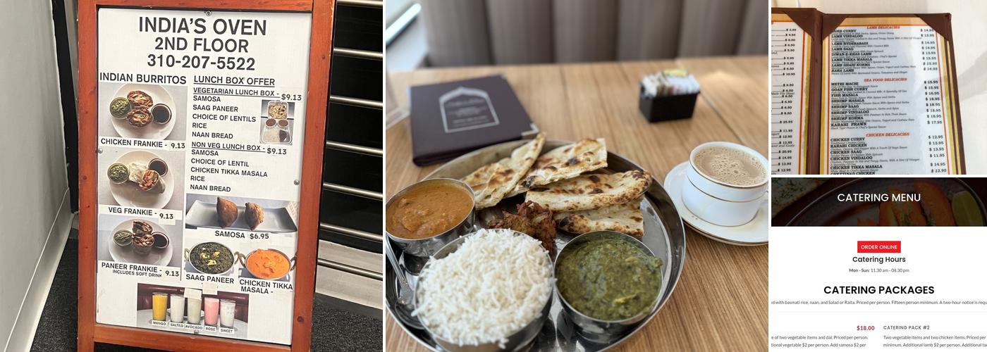 Sham India's Oven Menu