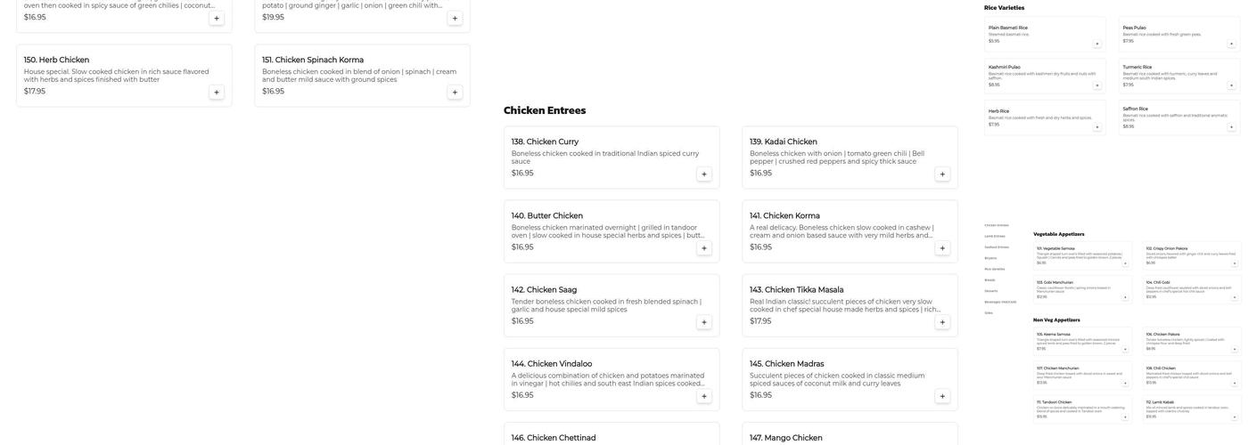 Indian Clay Pot Menu