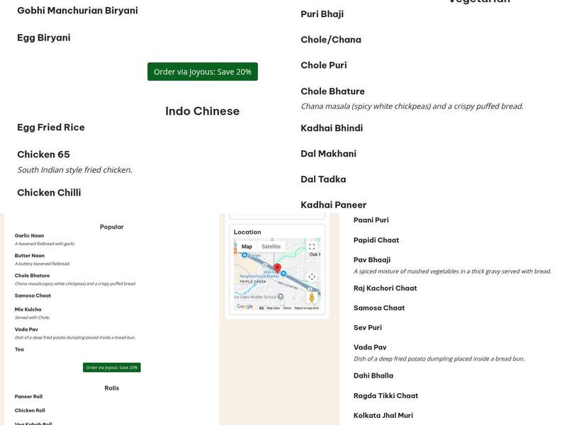 Indian Connection Menu