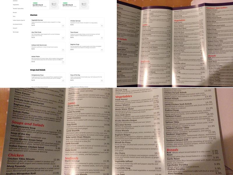 Indian Express Menu