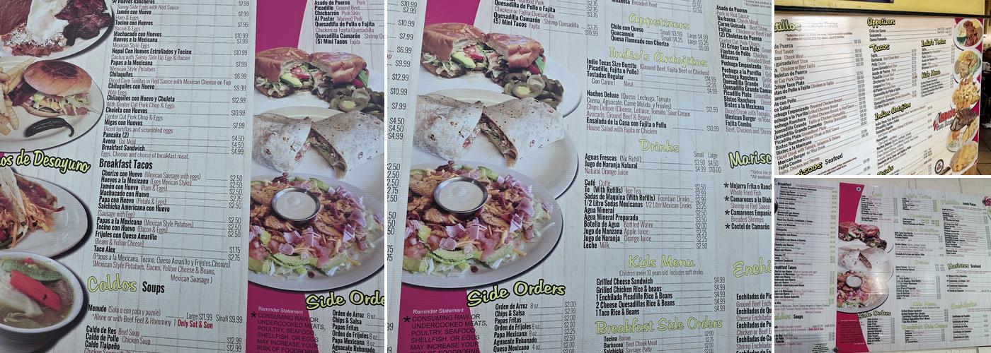 Indios Taco House Menu