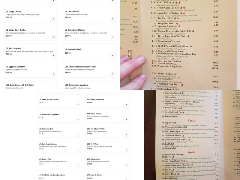 Indochine Menu