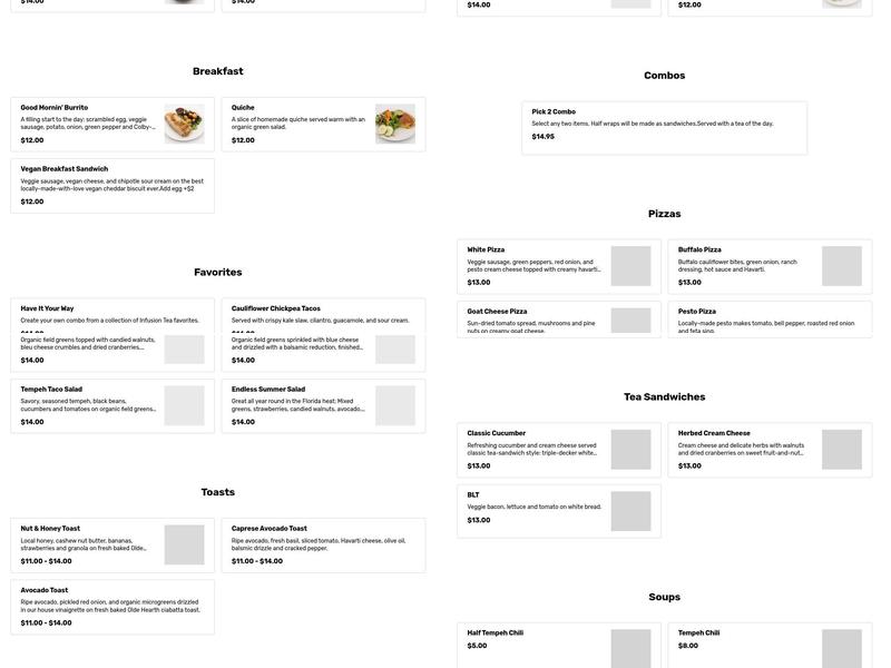 Infusion Tea Menu