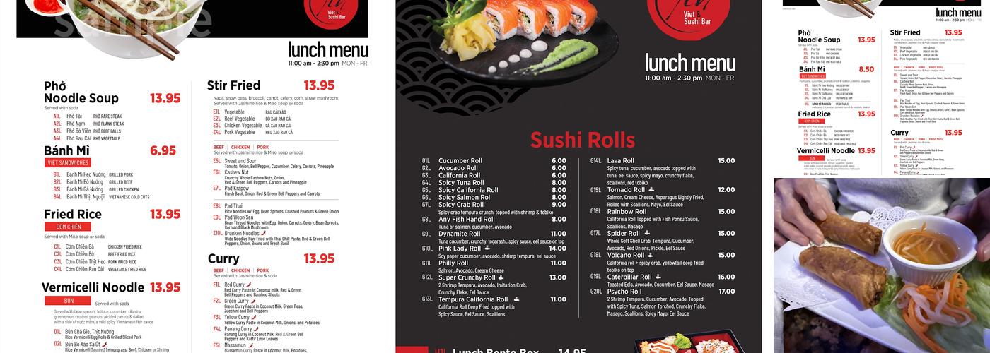 Tin, Việt & Sushi Bar Menu