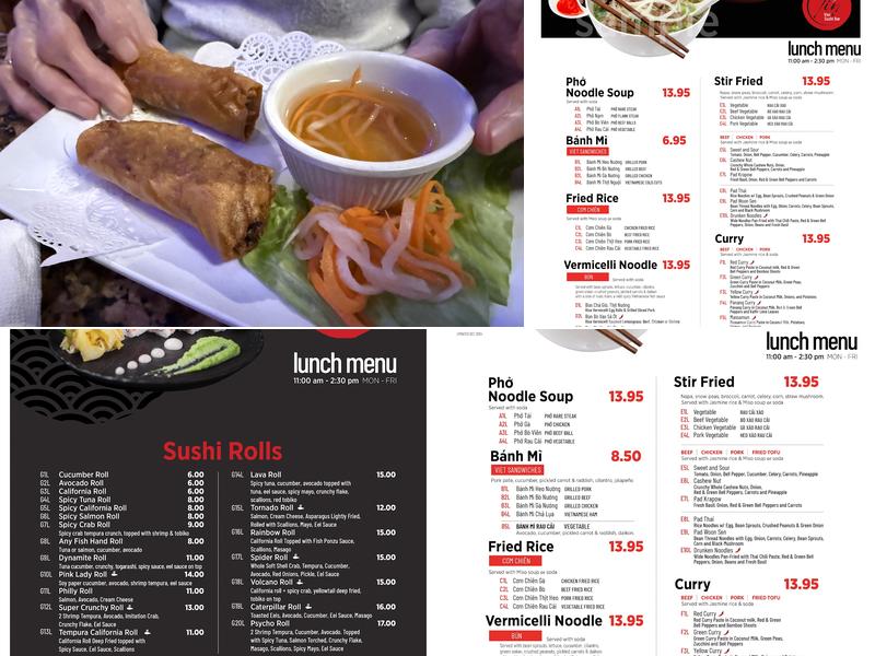 Tin, Việt & Sushi Bar Menu