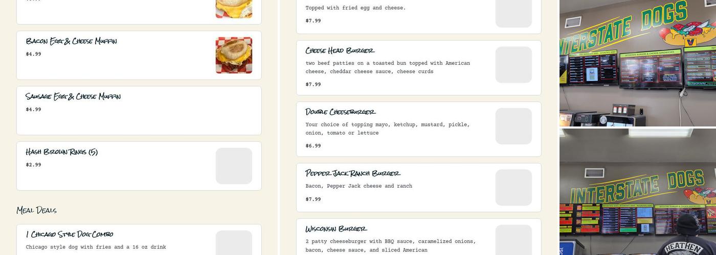 Interstate Dogs Menu