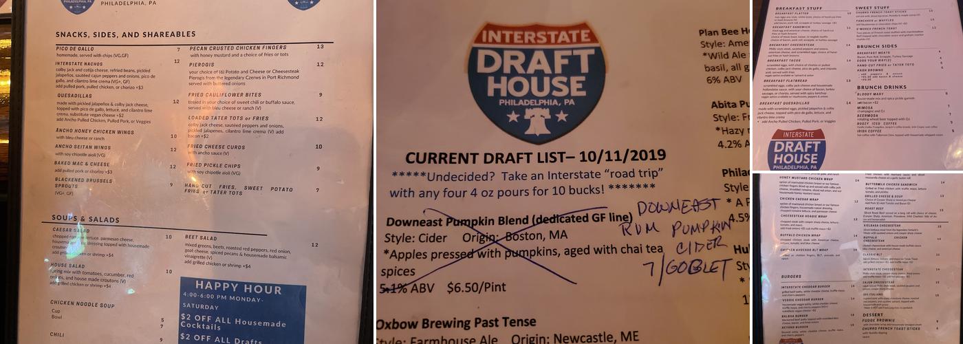 Interstate Drafthouse Menu