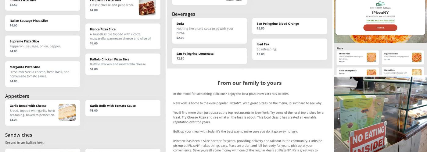 iPizzaNY Menu