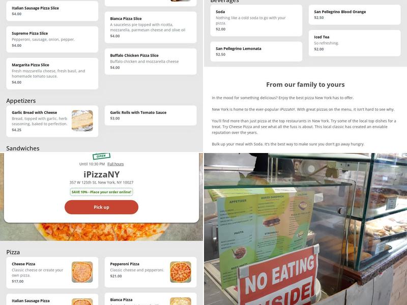 iPizzaNY Menu