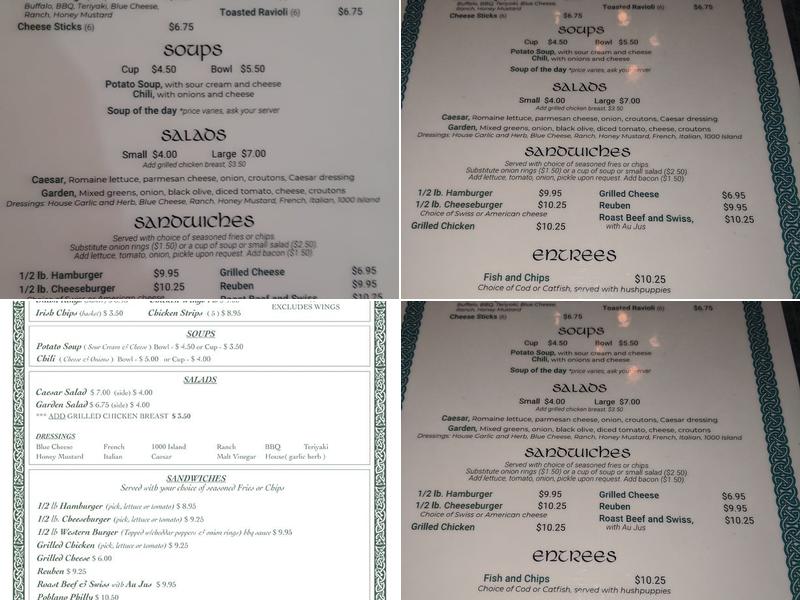 Irish Corner Pub Menu