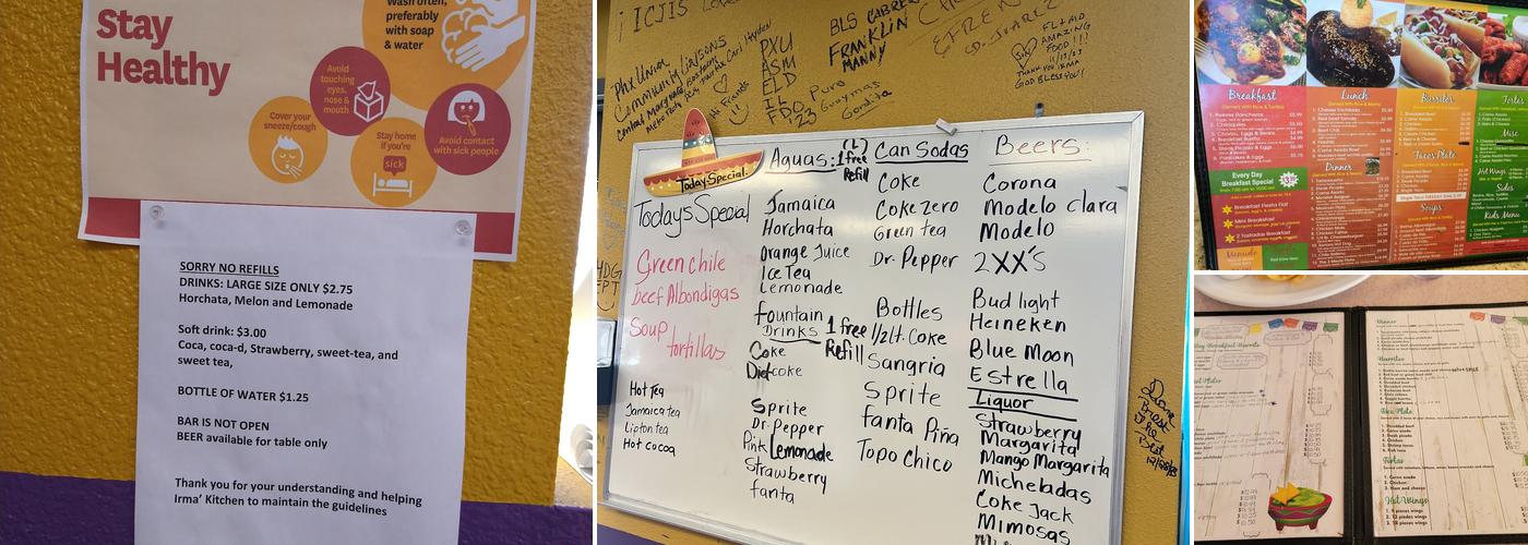 Irma's Kitchen LLC Menu