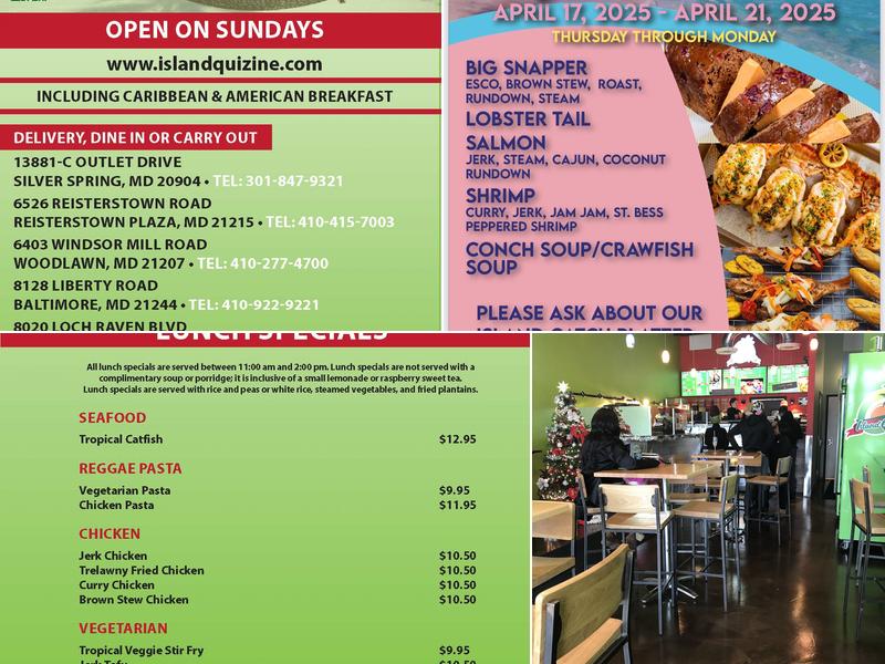 Island Quizine Menu