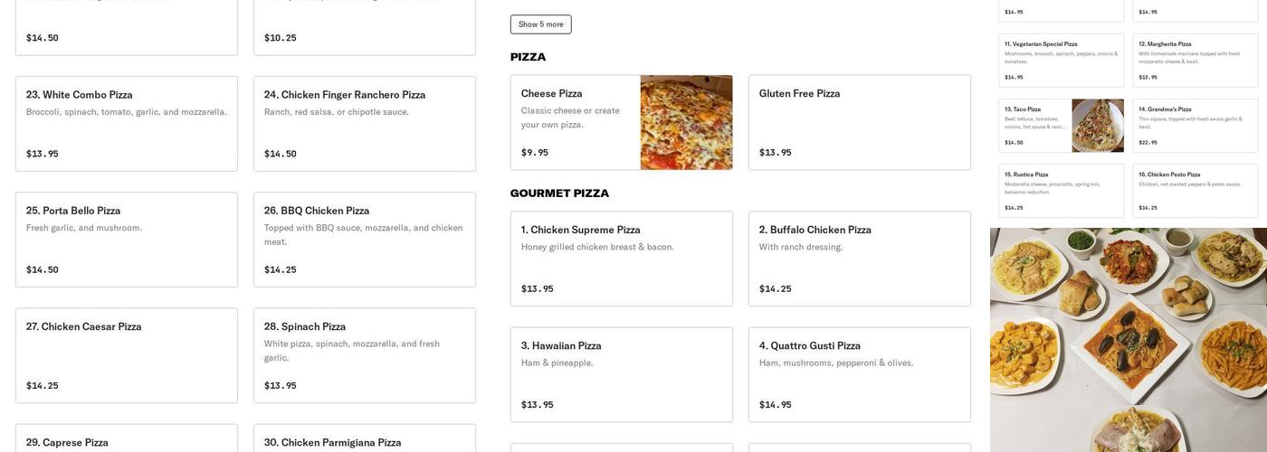 Italian Express Menu