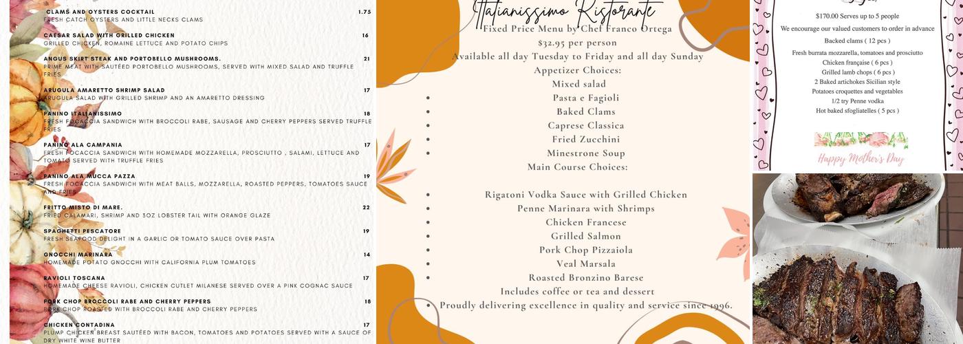 Italianissimo Ristorante Cafe Bar Menu